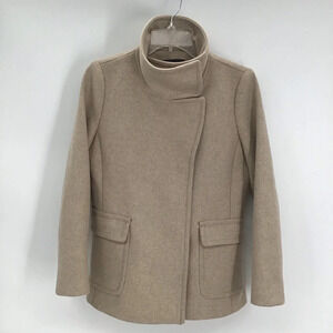 Ann Taylor Wool Blend Pea Coat Career Winter Creme/Tan Size Small Petite